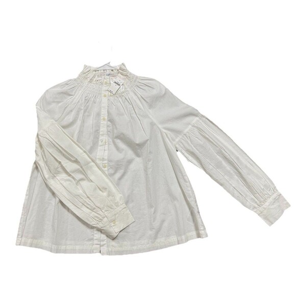 NWT  Chic Gap Ruffle collar  Pleated Sleeves Babydoll Style Shirt Cotton SIZE XS - Picture 4 of 8